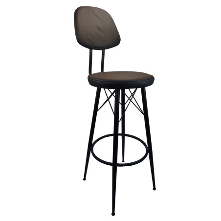 Σκαμπό για μπαρ μαύρο με πλάτη μεταλλικό και μαύρο τεχνόδερμα 34*38*111εκ