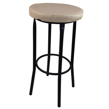 Σκαμπό για μπαρ μαύρο μεταλλικό και μπεζ καπουτσίνο τεχνόδερμα 33x30x75εκ