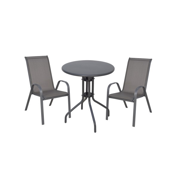 ΣΕΤ ΤΡΑΠΕΖΑΡΙΑΣ 3ΤΜΧ ΜΕ 2 ΚΑΡΕΚΛΕΣ & ΤΡΑΠΕΖΙ Φ60 ΓΚΡΙ ΜΕ ΜΕΤΑΛΛΙΚΗ ΕΠΙΦΑΝΕΙΑ