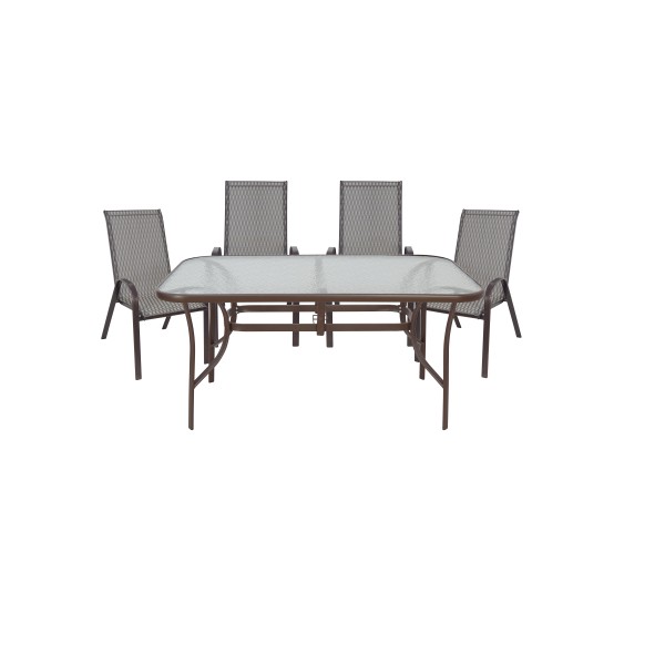 ΣΕΤ ΤΡΑΠΕΖΑΡΙΑΣ 5ΤΜΧ ΚΑΦΕ ΜΕ ΜΕΤΑΛΛΙΚΟ ΤΡΑΠΕΖΙ 150x90 ΚΑΙ ΚΑΡΕΚΛΕΣ