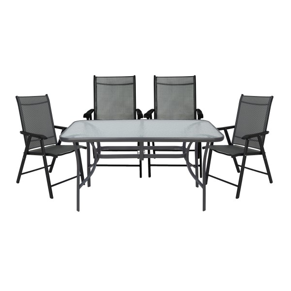 ΣΕΤ ΤΡΑΠΕΖΑΡΙΑΣ 5 ΤΜΧ ΜΕΤΑΛΛΙΚΗ ΜΕ 4 ΚΑΡΕΚΛΕΣ ΜΕ ΨΗΛΗ ΠΛΑΤΗ ΠΤΥΣΣΟΜΕΝΕΣ & ΤΡΑΠΕΖΙ 140x80 ΓΚΡΙ