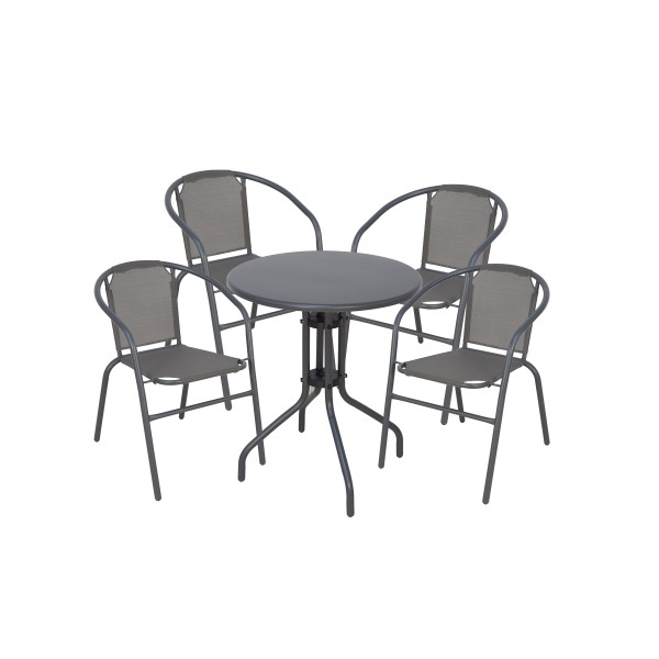 ΣΕΤ ΤΡΑΠΕΖΑΡΙΑΣ 5 ΤΜΧ ΜΕΤΑΛΛΙΚΗ ΜΕ 4 ΚΑΡΕΚΛΕΣ  & ΤΡΑΠΕΖΙ Φ60x70 ΓΚΡΙ