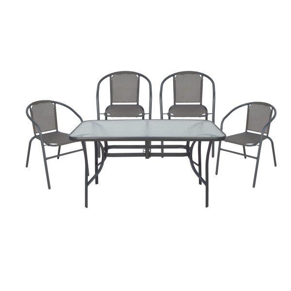 ΣΕΤ ΤΡΑΠΕΖΑΡΙΑΣ 5 ΤΜΧ ΜΕΤΑΛΛΙΚΗ ΜΕ 4 ΚΑΡΕΚΛΕΣ & ΤΡΑΠΕΖΙ 110x60x72 ΓΚΡΙ