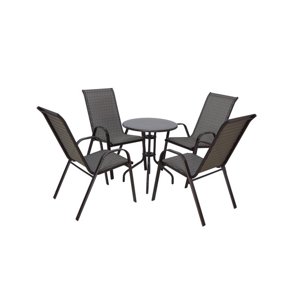 ΣΕΤ ΤΡΑΠΕΖΑΡΙΑΣ 5 ΤΜΧ ΜΕΤΑΛΛΙΚΗ ΜΕ 4 ΚΑΡΕΚΛΕΣ ΜΕ ΨΥΛΗ ΠΛΑΤΗ & ΤΡΑΠΕΖΙ 60x70 ΚΑΦΕ