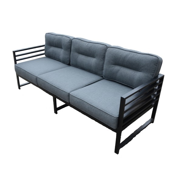 Καναπές τριθέσιος αλουμινίου γκρι με μαξιλάρια αλέκιαστα πλενομενα Ποσειδώνας   200x74x86εκ