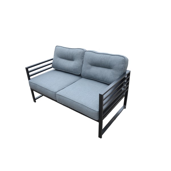 Καναπές διθέσιος αλουμινίου με μαξιλάρια Ποσειδώνας2 αλέκιαστα πλενομενα γκρι 133x74x86εκ