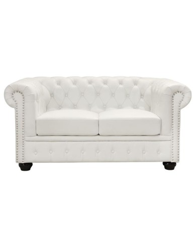 ΚΑΝΑΠΕΣ 2ΘΕΣΙΟΣ T.CHESTERFIELD HM3010.02 ΤΕΧΝΟΔΕΡΜΑ ΛΕΥΚΟ ΜΑΤ 155x90x73 εκ.