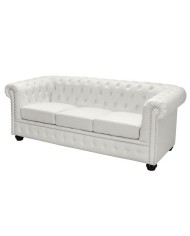 ΚΑΝΑΠΕΣ 3ΘΕΣΙΟΣ T.CHESTERFIELD HM3009.02 ΤΕΧΝΟΔΕΡΜΑ ΛΕΥΚΟ ΜΑΤ 208x90x73 εκ.