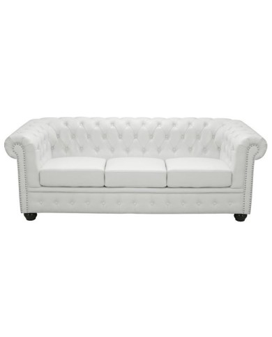 ΚΑΝΑΠΕΣ 3ΘΕΣΙΟΣ T.CHESTERFIELD HM3009.02 ΤΕΧΝΟΔΕΡΜΑ ΛΕΥΚΟ ΜΑΤ 208x90x73 εκ.