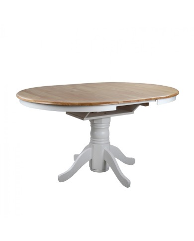 ΤΡΑΠΕΖΙ ΞΥΛΙΝΟ ΣΕ WHITE WASH ΧΡΩΜΑ Φ106(+40)x78Υ εκ.COUNTRY STYLE HM0161