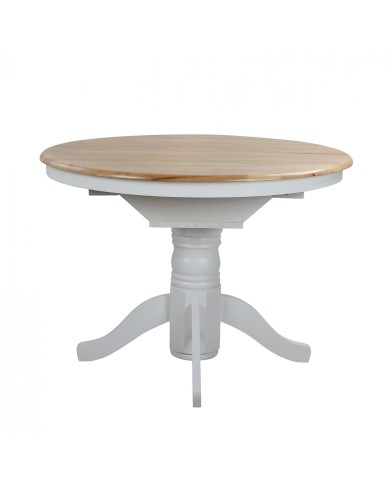 ΤΡΑΠΕΖΙ ΞΥΛΙΝΟ ΣΕ WHITE WASH ΧΡΩΜΑ Φ106(+40)x78Υ εκ.COUNTRY STYLE HM0161
