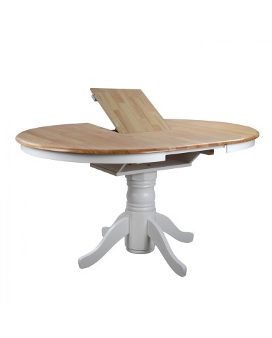 ΤΡΑΠΕΖΙ ΞΥΛΙΝΟ ΣΕ WHITE WASH ΧΡΩΜΑ Φ106(+40)x78Υ εκ.COUNTRY STYLE HM0161