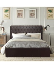 ΚΡΕΒΑΤΙ QUEEN HM365.01 ΔΙΠΛΟ 150x200 εκ. T.CHESTERFIELD ΣΚΟΥΡΟ ΚΑΦΕ 157.5X221X95Yεκ.