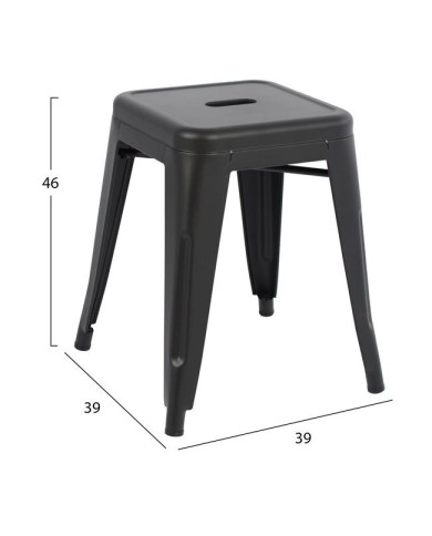ΣΚΑΜΠΩ ΜΕΤΑΛΛΙΚΟ HM0096.22 MELITA ΣΕ ΜΑΥΡΟ ΜΑΤ 39x39x46 εκ.