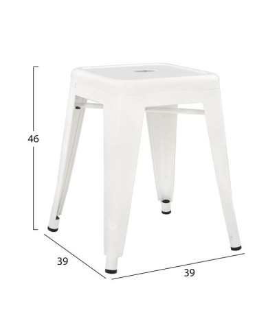 ΣΚΑΜΠΩ ΜΕΤΑΛΛΙΚΟ HM0096.21 MELITA ΣΕ ΧΡΩΜΑ MILK WHITE 39x39x46 εκ.