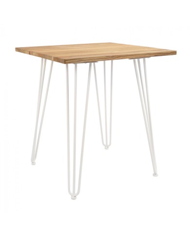 ΤΡΑΠΕΖΙ ΜΕΤΑΛΛΙΚΟ MILK WHITE ΚΑΙ ΦΥΣΙΚO ΞΥΛΟ HM0605.21 70x70x76