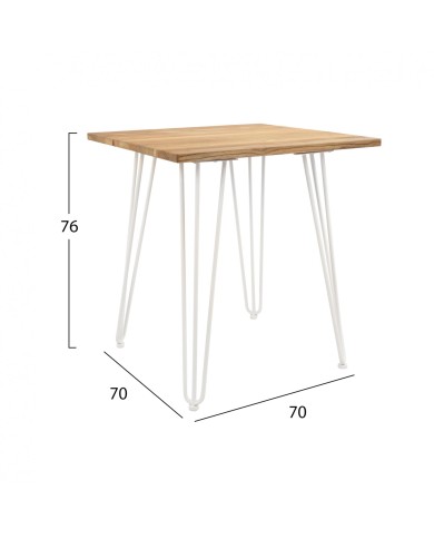ΤΡΑΠΕΖΙ ΜΕΤΑΛΛΙΚΟ MILK WHITE ΚΑΙ ΦΥΣΙΚO ΞΥΛΟ HM0605.21 70x70x76