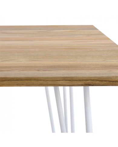 ΤΡΑΠΕΖΙ ΜΕΤΑΛΛΙΚΟ MILK WHITE ΚΑΙ ΦΥΣΙΚO ΞΥΛΟ HM0605.21 70x70x76
