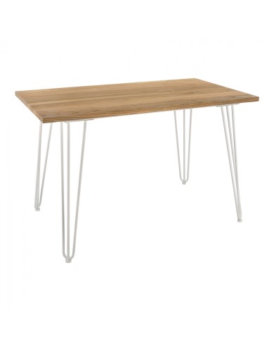 ΤΡΑΠΕΖΙ ΜΕΤΑΛΛΙΚΟ MILK WHITE ΜΑΤ ΚΑΙ ΞΥΛΟ HM0606.21 120x70x76Υεκ.