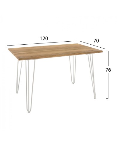 ΤΡΑΠΕΖΙ ΜΕΤΑΛΛΙΚΟ MILK WHITE ΜΑΤ ΚΑΙ ΞΥΛΟ HM0606.21 120x70x76Υεκ.