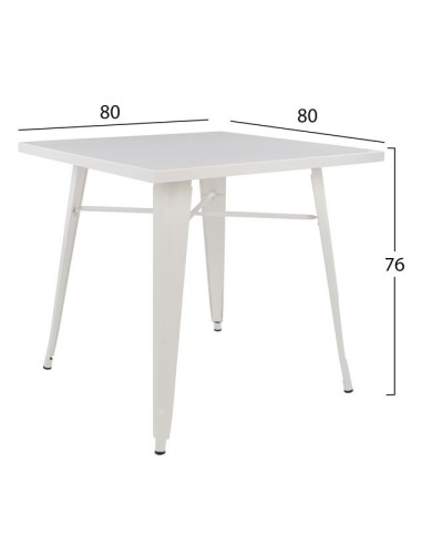 ΤΡΑΠΕΖΙ ΜΕΤΑΛΛΙΚΟ MILK WHITE ΜΑΤ HM0608.21 80X80X76
