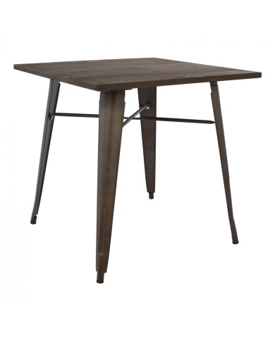 ΤΡΑΠΕΖΙ ΜΕΤΑΛΛΙΚΟ ΣΕ ΧΡΩΜΑ RUSTY ΚΑΙ ΞΥΛΟ HM0611.04 80x80x76εκ