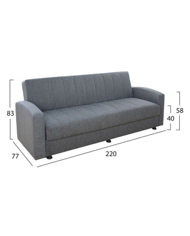 ΚΑΝΑΠΕΣ ΚΡΕΒΑΤΙ 3ΘΕΣΙΟΣ DIMOS V05 ΓΚΡΙ HM3074.03 220x77x83 εκ.