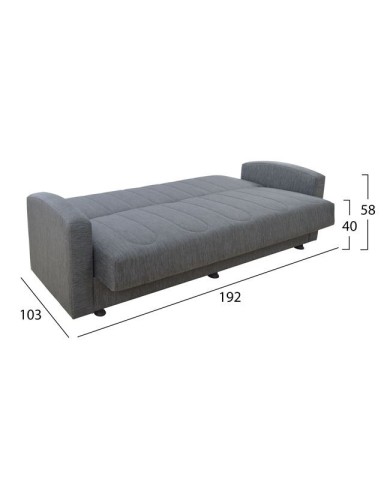 ΚΑΝΑΠΕΣ ΚΡΕΒΑΤΙ 3ΘΕΣΙΟΣ DIMOS V05 ΓΚΡΙ HM3074.03 220x77x83 εκ.