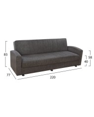 ΚΑΝΑΠΕΣ ΚΡΕΒΑΤΙ 3ΘΕΣΙΟΣ DIMOS V16 ΚΑΦΕ HM3074.01 220x77x83 εκ.