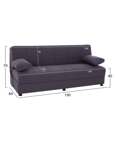 ΚΑΝΑΠΕΣ ΚΡΕΒΑΤΙ 3ΘΕΣΙΟΣ EGE 1206 ΓΚΡΙ HM3067.03 190x84x79 εκ..