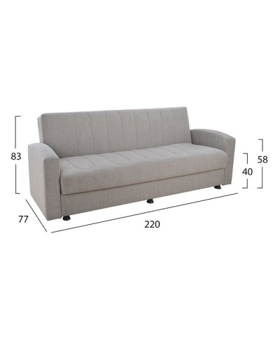 ΚΑΝΑΠΕΣ ΚΡΕΒΑΤΙ 3ΘΕΣΙΟΣ DIMOS V04 ΜΠΕΖ HM3074.02 220x77x83 εκ.