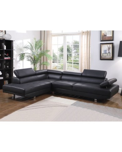 ΚΑΝΑΠΕΣ ΓΩΝΙΑ GORO ΑΡΙΣΤΕΡΗ HM3084.02L ΑΠΟ ΜΑΥΡΟ PU 270x200x87cm