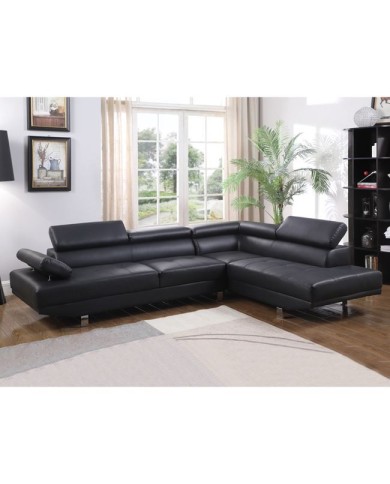 ΚΑΝΑΠΕΣ ΓΩΝΙΑ GORO ΔΕΞΙΑ HM3084.02R ΑΠΟ ΜΑΥΡΟ PU 270x200x87 εκ.