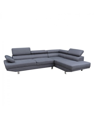 ΚΑΝΑΠΕΣ ΓΩΝΙΑ ΔΕΞΙΑ GORO HM3085.10R ΓΚΡΙ ΥΦΑΣΜΑ 270x200x87 εκ.