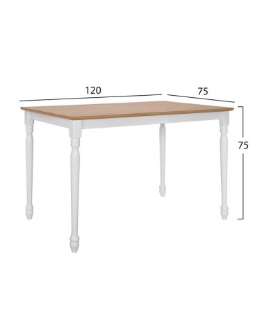 ΤΡΑΠΕΖΙ ΞΥΛΙΝΟ PAMUEL 75x120x75 ΦΥΣΙΚΗ ΕΠΙΦΑΝΕΙΑ ΛΕΥΚΑ ΠΟΔΙΑ HM8276