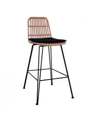 ΣΚΑΜΠΟ ΜΕΤΑΛΛΙΚΟ ΜΕ ΜΑΞΙΛΑΡΙ ALLEGRA HM5452 ΜΕ WICKER ΣΕ ΜΠΕΖ ΑΠΟΧΡΩΣΗ 56x60x109 εκ.