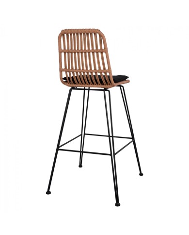 ΣΚΑΜΠΟ ΜΕΤΑΛΛΙΚΟ ΜΕ ΜΑΞΙΛΑΡΙ ALLEGRA HM5452 ΜΕ WICKER ΣΕ ΜΠΕΖ ΑΠΟΧΡΩΣΗ 56x60x109 εκ.