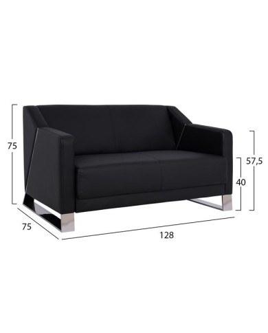 ΚΑΝΑΠΕΣ 2ΘΕΣΙΟΣ KIZZY HM3123.21 ΜΕ ΜΑΥΡΟ PU 128x75x75 εκ.