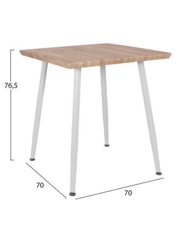 ΤΡΑΠΕΖΙ ΤΡΑΠΕΖΑΡΙΑΣ PALOMA HM8335.02, 70Χ70X76,5, SONOMA, ΛΕΥΚΑ ΠΟΔΙΑ