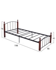 ΚΡΕΒΑΤΙ ΜΕΤΑΛΛΟ ΞΥΛΟ ΚΑΡΥΔΙ ΣΤΡΩΜΑ 90X190 HM381