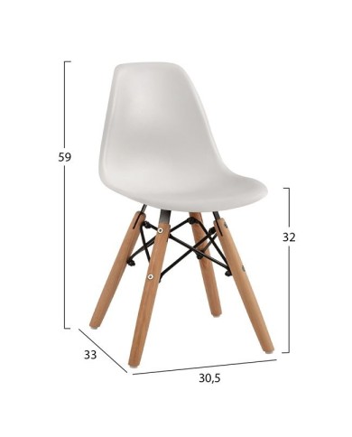 ΚΑΡΕΚΛΑ TWIST KID ΤΜΧ.HM8453.01 ΞΥΛΙΝΑ ΠΟΔΙΑ Κ ΚΑΘΙΣΜΑ PP ΛΕΥΚΟ 30,5Χ33Χ59 ΕΚ