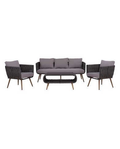 ΣΕΤ ΣΑΛΟΝΙ 4ΤΜΧ ΑΛΟΥΜΙΝΙΟΥ ΜΕ WICKER ΓΚΡΙ HM5282.11