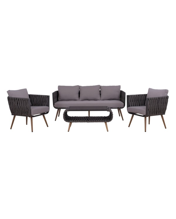 ΣΕΤ ΣΑΛΟΝΙ 4ΤΜΧ ΑΛΟΥΜΙΝΙΟΥ ΜΕ WICKER ΓΚΡΙ HM5282.11
