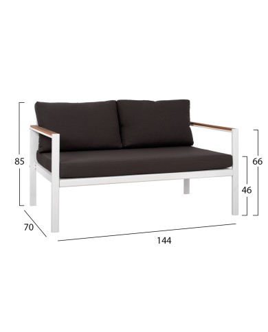ΚΑΝΑΠΕΣ ΔΙΘΕΣΙΟΣ ΑΛΟΥΜΙΝΙΟΥ SAFIYA ΛΕΥΚΟΣ ΜΕ POLYWOOD HM5523.01 144X70X85Υεκ.