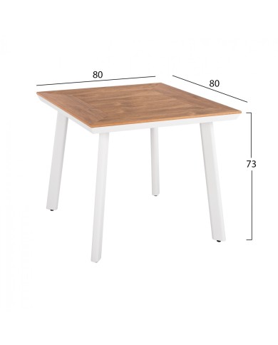 ΤΡΑΠΕΖΙ ΑΛΟΥΜΙΝΙΟΥ TABER ΛΕΥΚΟ ΜΕ ΕΠΙΦΑΝΕΙΑ POLYWOOD HM5563.01 80x80x73Υ ΕΚ.