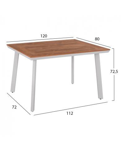 ΤΡΑΠΕΖΙ ΑΛΟΥΜΙΝΙΟΥ TABER ΜΕ POLYWOOD ΛΕΥΚΟ 120x80x72,5Υ εκ. HM5562.01