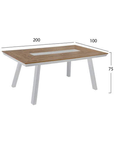 ΤΡΑΠΕΖΙ ΑΛΟΥΜΙΝΙΟΥ TABER ΜΕ POLYWOOD 200X100 ΛΕΥΚΟ HM5131.11