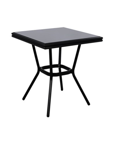 ΤΡΑΠΕΖΙ ΑΛΟΥΜΙΝΙΟΥ HARLOW 70X70X76 BAMBOO LOOK HM5568.02 ΜΑΥΡΟ ΜΕ ΓΥΑΛΙ