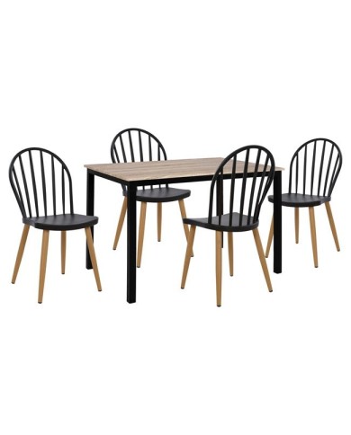 ΣΕΤ 5 ΤΜΧ ΤΡΑΠΕΖΙ 110x70x76 cm SONAMA ΜΕ ΜΑΥΡΑ ΠΟΔΙΑ & ΚΑΡΕΚΛΕΣ ΠΟΛΥΠΡΟΠΥΛΕΝΙΟΥ ΜΑΥΡΕΣ HM11010