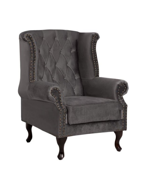 ΠΟΛΥΘΡΟΝΑ-ΜΠΕΡΖΕΡΑ ΓΚΡΙ ΒΕΛΟΥΔΟ T.CHESTERFIELD POLINA 83x75x107Yεκ.HM0053.10